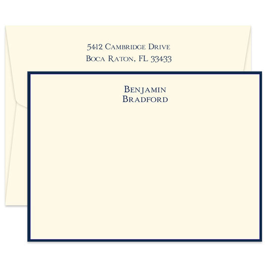 Triple Thick Isaac Bordered Flat Note Cards - Raised Ink